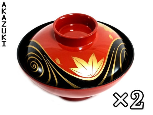 Momiji bowls with lids x2